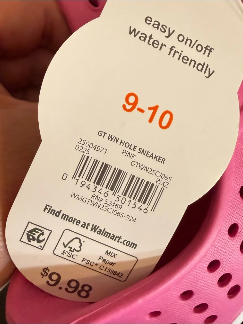NEW Wonder Nation Water Shoes Sneakers Pink Gold Little kid Size 9/10 Summer